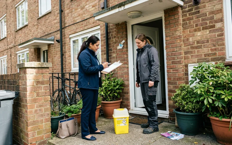 Reviewing a sharps manifest with a property manager