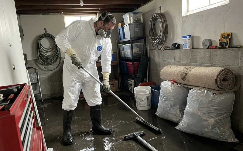 Technician working in a Category 3 contaminated area