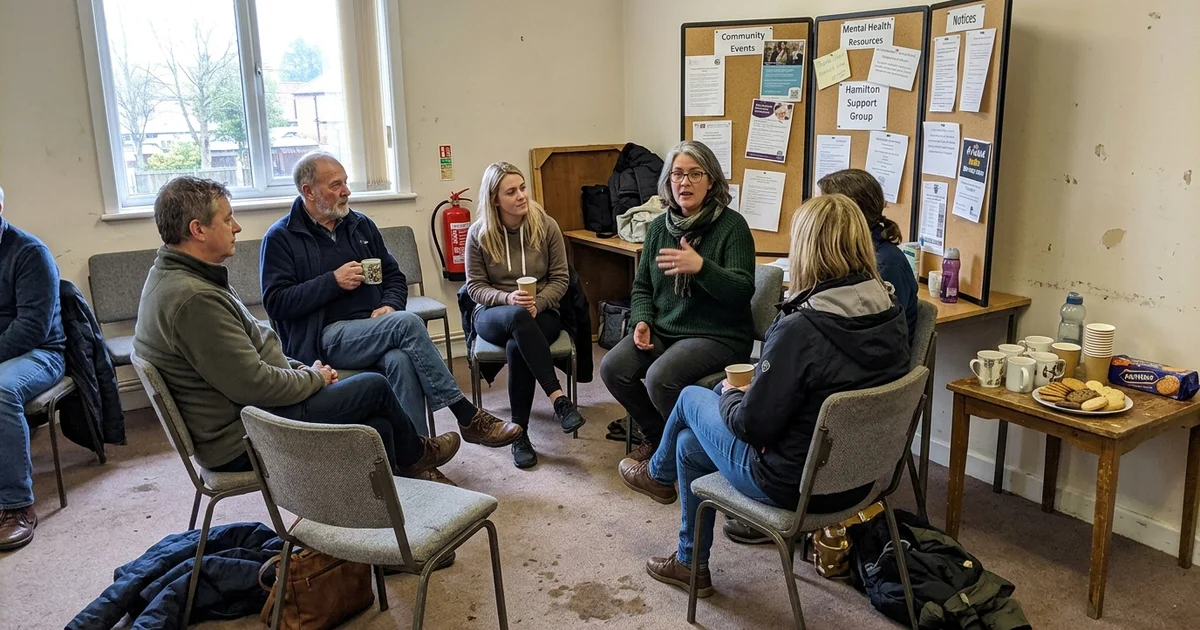 A community support group meeting in a Hamilton community centre