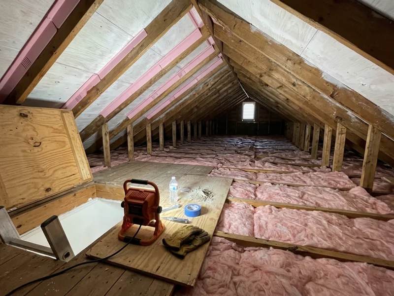 A remediated attic with restored ventilation