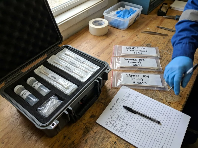 Surface wipe sampling kit used for drug residue testing